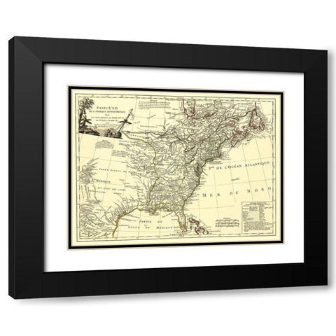 United States with Royal Isles of Newfoundland Black Modern Wood Framed Art Print with Double Matting by Unknown