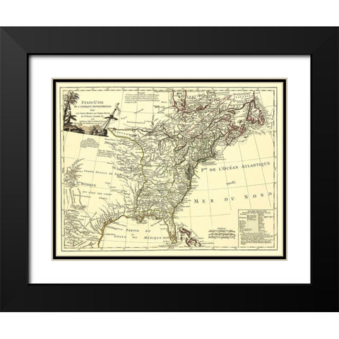 United States with Royal Isles of Newfoundland Black Modern Wood Framed Art Print with Double Matting by Unknown