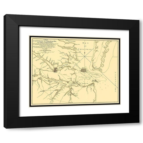 Entrance Chesapeak Bay with James York Rivers Black Modern Wood Framed Art Print with Double Matting by Faden