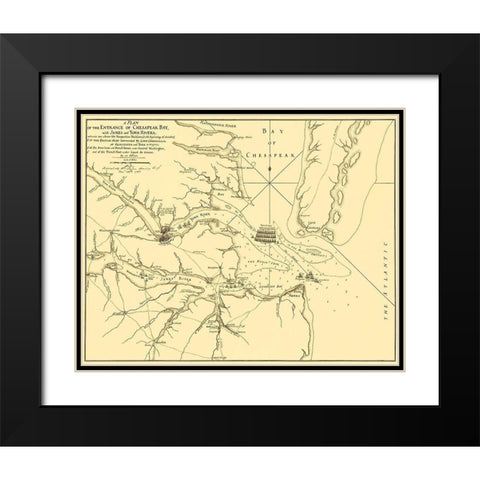 Entrance Chesapeak Bay with James York Rivers Black Modern Wood Framed Art Print with Double Matting by Faden