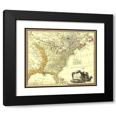 United States British with Spanish Territories Black Modern Wood Framed Art Print with Double Matting by Faden