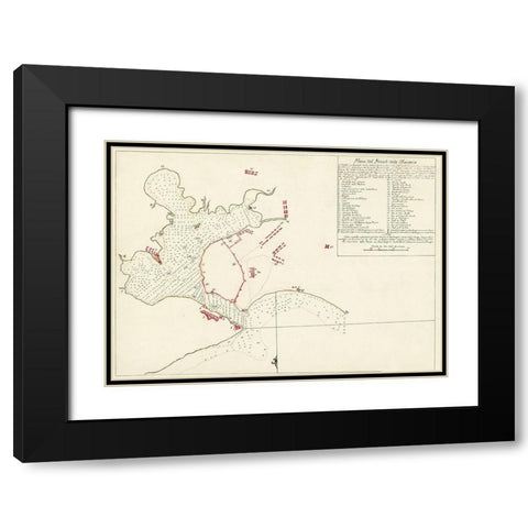Port of Havanna Cuba - 1783 Black Modern Wood Framed Art Print with Double Matting by Unknown