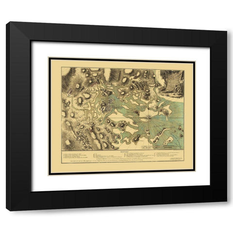 Boston Harbor Massachusetts - Beaurain 1776 Black Modern Wood Framed Art Print with Double Matting by Beaurain