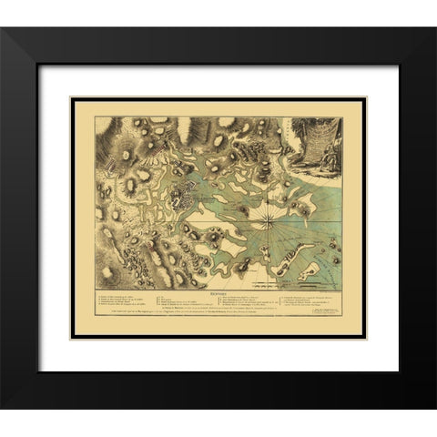 Boston Harbor Massachusetts - Beaurain 1776 Black Modern Wood Framed Art Print with Double Matting by Beaurain