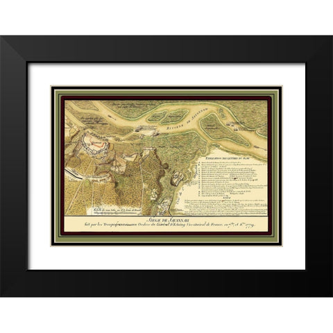 Savannah Georgia Siege - Ozanne 1779 Black Modern Wood Framed Art Print with Double Matting by Ozanne