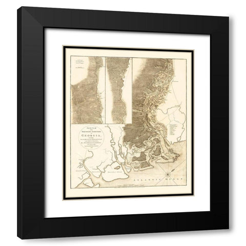 Northern Frontiers of Georgia - Campbell 1780 Black Modern Wood Framed Art Print with Double Matting by Campbell