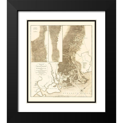 Northern Frontiers of Georgia - Campbell 1780 Black Modern Wood Framed Art Print with Double Matting by Campbell