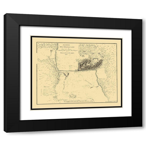 Baum Position Walmscock Bennington - Durnford 1777 Black Modern Wood Framed Art Print with Double Matting by Durnford