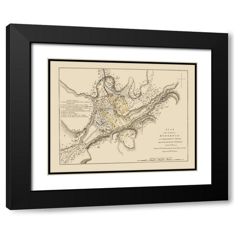 Action at Huberton Vermont - Gerlach 1777 Black Modern Wood Framed Art Print with Double Matting by Gerlach