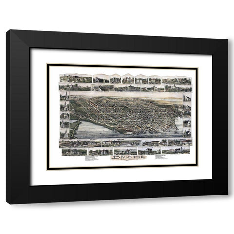 Bristol Rhode Island - Bailey 1891 Black Modern Wood Framed Art Print with Double Matting by Bailey