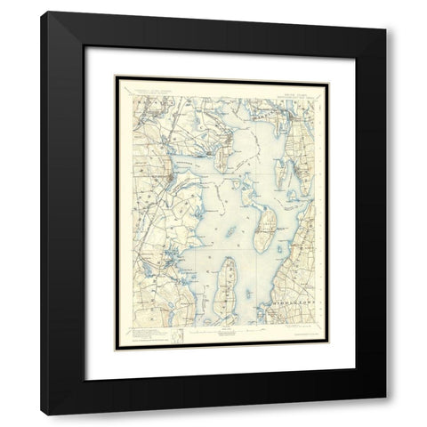 Narragansett Rhode Island Sheet - USGS 1892 Black Modern Wood Framed Art Print with Double Matting by USGS