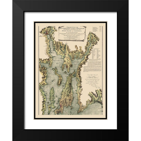 Narragansett Bay - Blaskowitz 1777 Black Modern Wood Framed Art Print with Double Matting by Blaskowitz