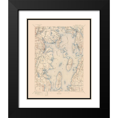 Narragansett Rhode Island Quad - USGS 1992 Black Modern Wood Framed Art Print with Double Matting by USGS