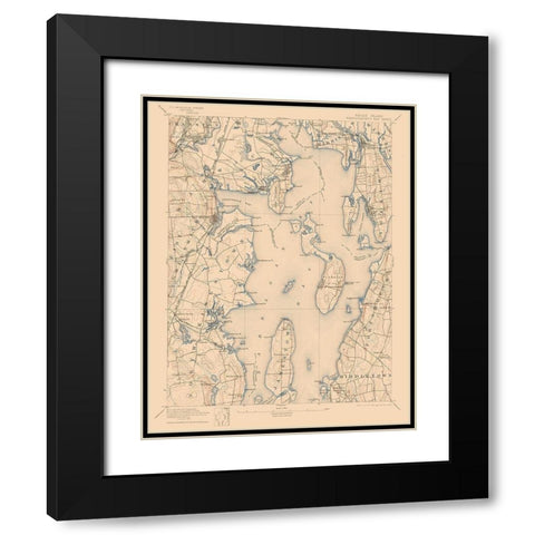 Narragansett Bay Rhode Island Sheet - USGS 1892 Black Modern Wood Framed Art Print with Double Matting by USGS
