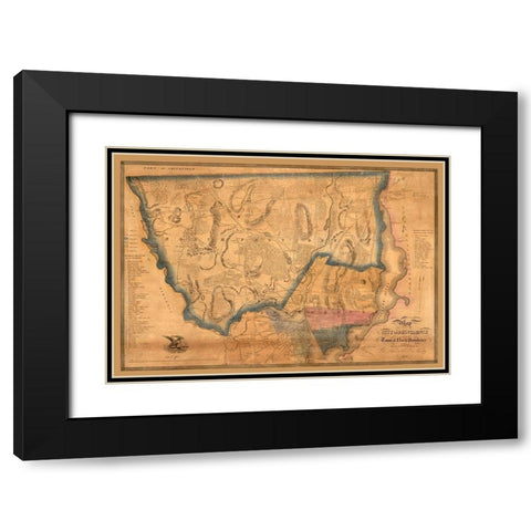 North Providence Rhode Island - Cushing 1835  Black Modern Wood Framed Art Print with Double Matting by Cushing