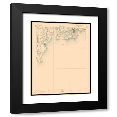 Newport Rhode Island Sheet - USGS 1894 Black Modern Wood Framed Art Print with Double Matting by USGS