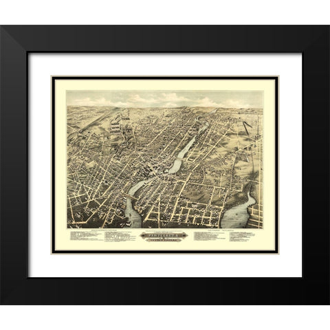 Pawtucket Central Falls Rhode Island - Vogt 1877 Black Modern Wood Framed Art Print with Double Matting by Vogt