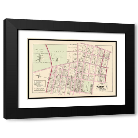 Providence, Ward 2 Rhode Island Landowner Black Modern Wood Framed Art Print with Double Matting by Hopkins