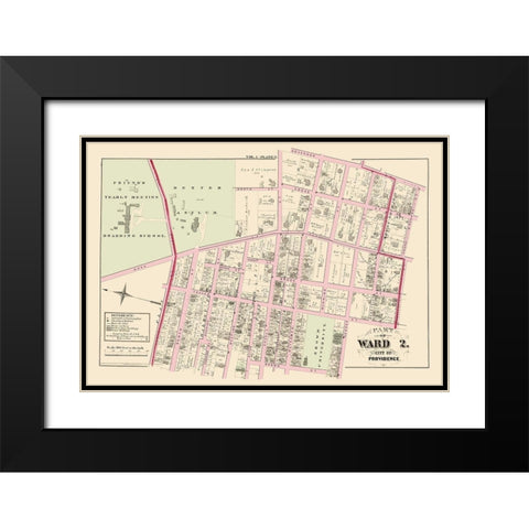 Providence, Ward 2 Rhode Island Landowner Black Modern Wood Framed Art Print with Double Matting by Hopkins