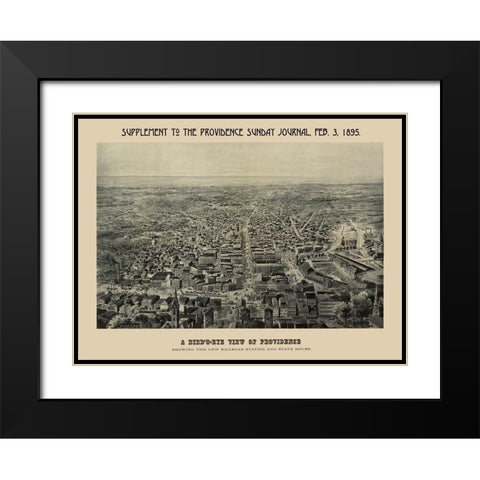 Providence Rhode Island - Chapin 1895 Black Modern Wood Framed Art Print with Double Matting by Chapin
