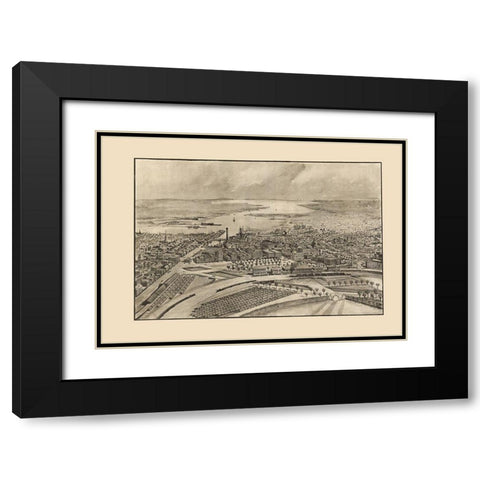 Providence Rhode Island - Mason 1896 Black Modern Wood Framed Art Print with Double Matting by Mason