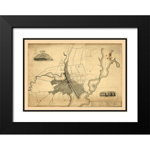 Providence Rhode Island - Anthony 1823  Black Modern Wood Framed Art Print with Double Matting by Anthony