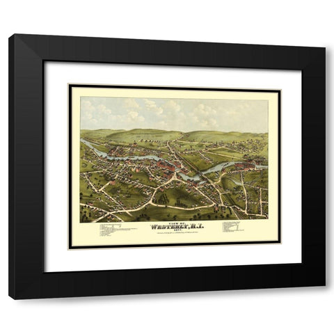 Westerly Rhode Island - Bailey 1877 Black Modern Wood Framed Art Print with Double Matting by Bailey