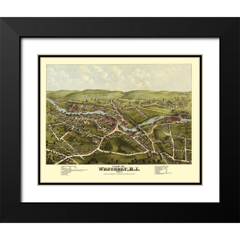 Westerly Rhode Island - Bailey 1877 Black Modern Wood Framed Art Print with Double Matting by Bailey