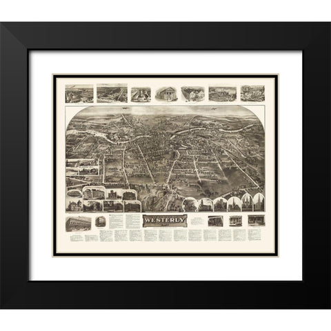 Westerly Rhode Island - Hughes 1911 Black Modern Wood Framed Art Print with Double Matting by Hughes