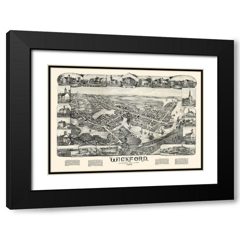Wickford Rhode Island - Bailey 1888  Black Modern Wood Framed Art Print with Double Matting by Bailey