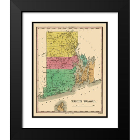 Rhode Island - Finley 1831 Black Modern Wood Framed Art Print with Double Matting by Finley