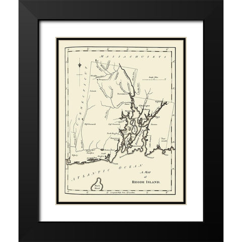 Rhode Island - Stockdale 1794 Black Modern Wood Framed Art Print with Double Matting by Stockdale