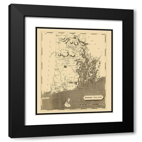 Rhode Island - Arrowsmith 1809 Black Modern Wood Framed Art Print with Double Matting by Arrowsmith