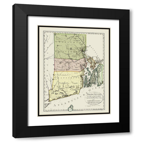 Rhode Island - Bohn 1797 Black Modern Wood Framed Art Print with Double Matting by Bohn