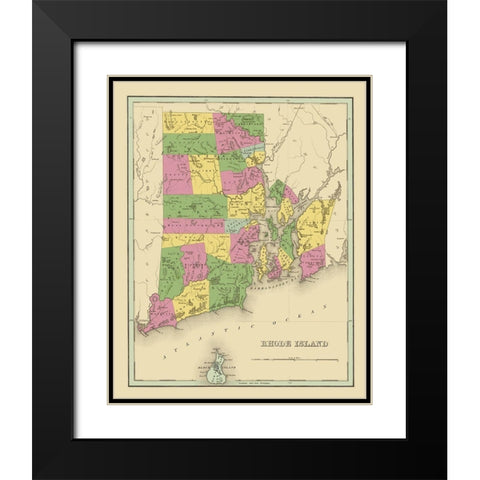 Rhode Island - Strong 1841 Black Modern Wood Framed Art Print with Double Matting by Strong