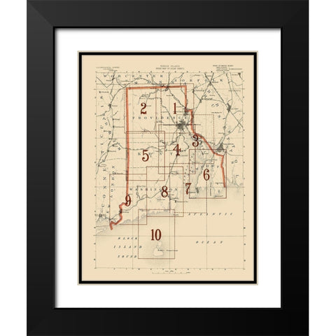 Rhode Island Rhode Island Index Sheet - USGS 1891 Black Modern Wood Framed Art Print with Double Matting by USGS