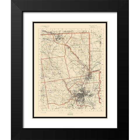 Rhode Island 1 of 10 Sheet - USGS 1891 Black Modern Wood Framed Art Print with Double Matting by USGS