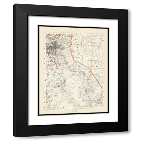 Rhode Island 3 of 10 Sheet - USGS 1891 Black Modern Wood Framed Art Print with Double Matting by USGS