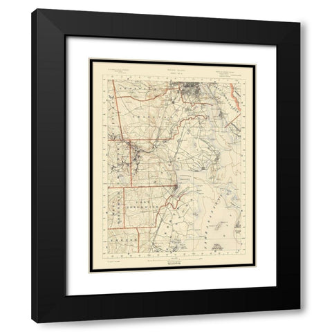 Rhode Island 4 of 10 Sheet - USGS 1891 Black Modern Wood Framed Art Print with Double Matting by USGS