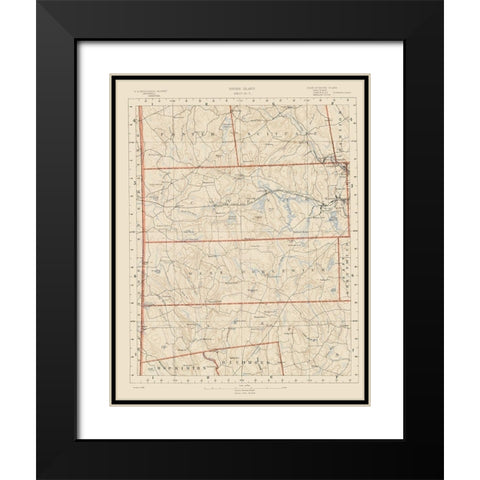 Rhode Island 5 of 10 Sheet - USGS 1891 Black Modern Wood Framed Art Print with Double Matting by USGS