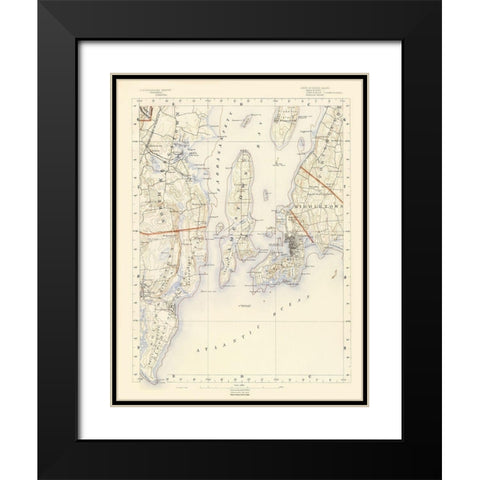 Rhode Island 7 of 10 Sheet - USGS 1891 Black Modern Wood Framed Art Print with Double Matting by USGS