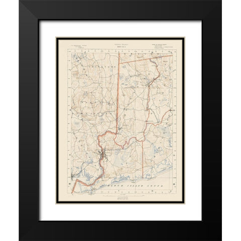 Rhode Island 9 of 10 Sheet - USGS 1891 Black Modern Wood Framed Art Print with Double Matting by USGS