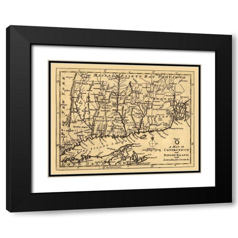 Rhode Island -1776 Black Modern Wood Framed Art Print with Double Matting by Unknown