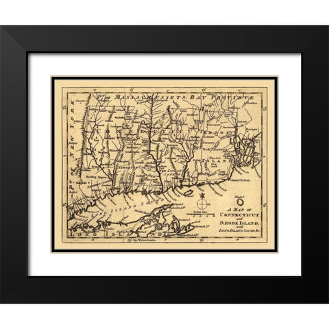 Rhode Island -1776 Black Modern Wood Framed Art Print with Double Matting by Unknown