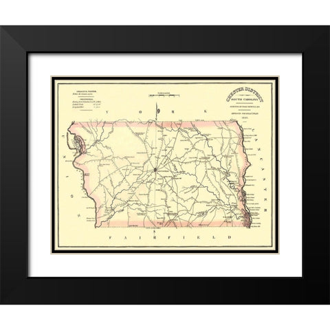Chester South Carolina Landowner - Mills 1825 Black Modern Wood Framed Art Print with Double Matting by Mills