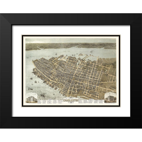 Charleston South Carolina - Drie 1872 Black Modern Wood Framed Art Print with Double Matting by Drie
