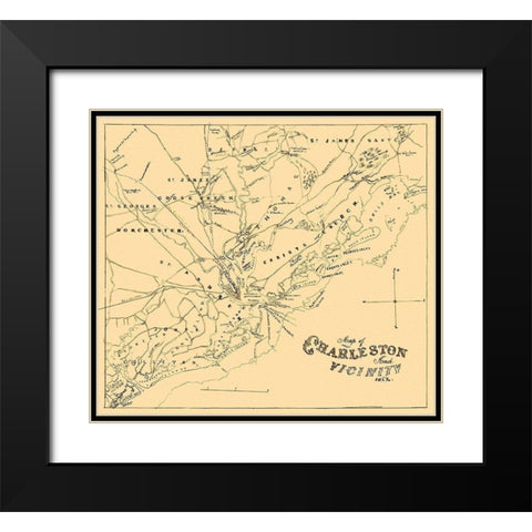 Charleston, and Vicinity South Carolina Black Modern Wood Framed Art Print with Double Matting by Hawley