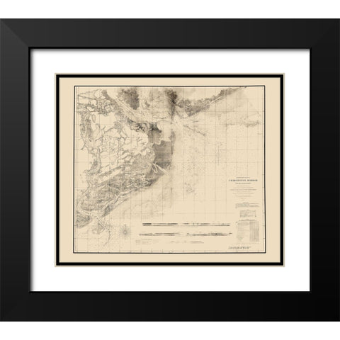 Charleston Harbor - USCS 1858 Black Modern Wood Framed Art Print with Double Matting by USCS