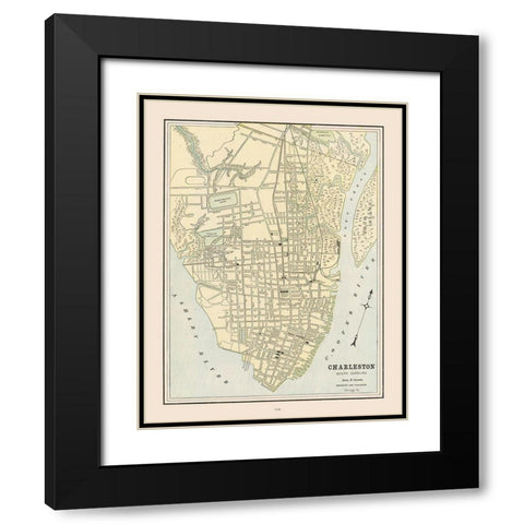 Charleston  South Carolina - Cram 1892 Black Modern Wood Framed Art Print with Double Matting by Cram