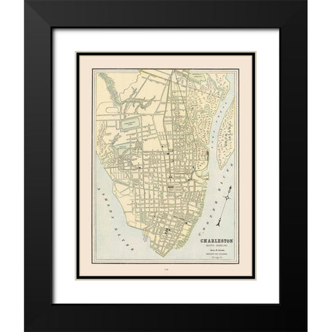 Charleston  South Carolina - Cram 1892 Black Modern Wood Framed Art Print with Double Matting by Cram